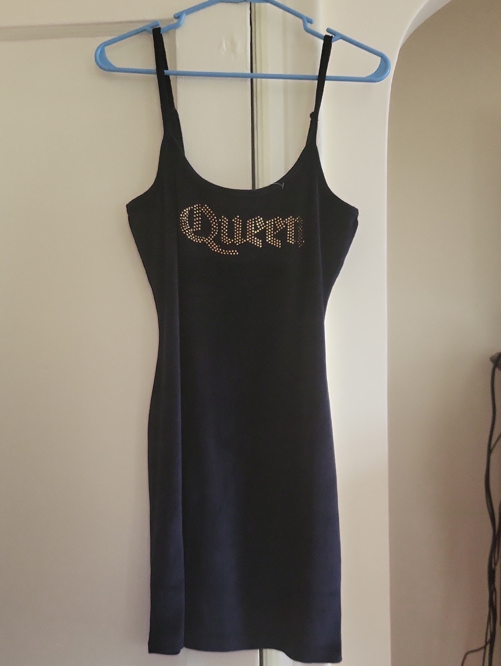 Derek Heart Black Studded "Queen" Slip Dress